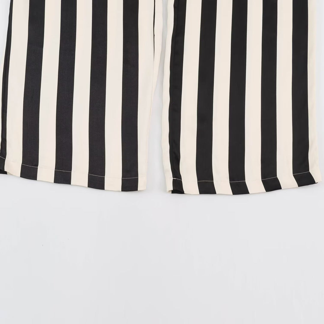 Damen Weite Palazzo-Hose mit vertikalen Streifen und elastischem Bund Shop Nory