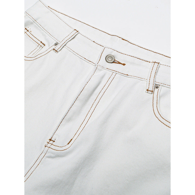 Damen Weite High-Waist Culotte-Jeans mit sichtbaren Kontrastnähten Shop Nory