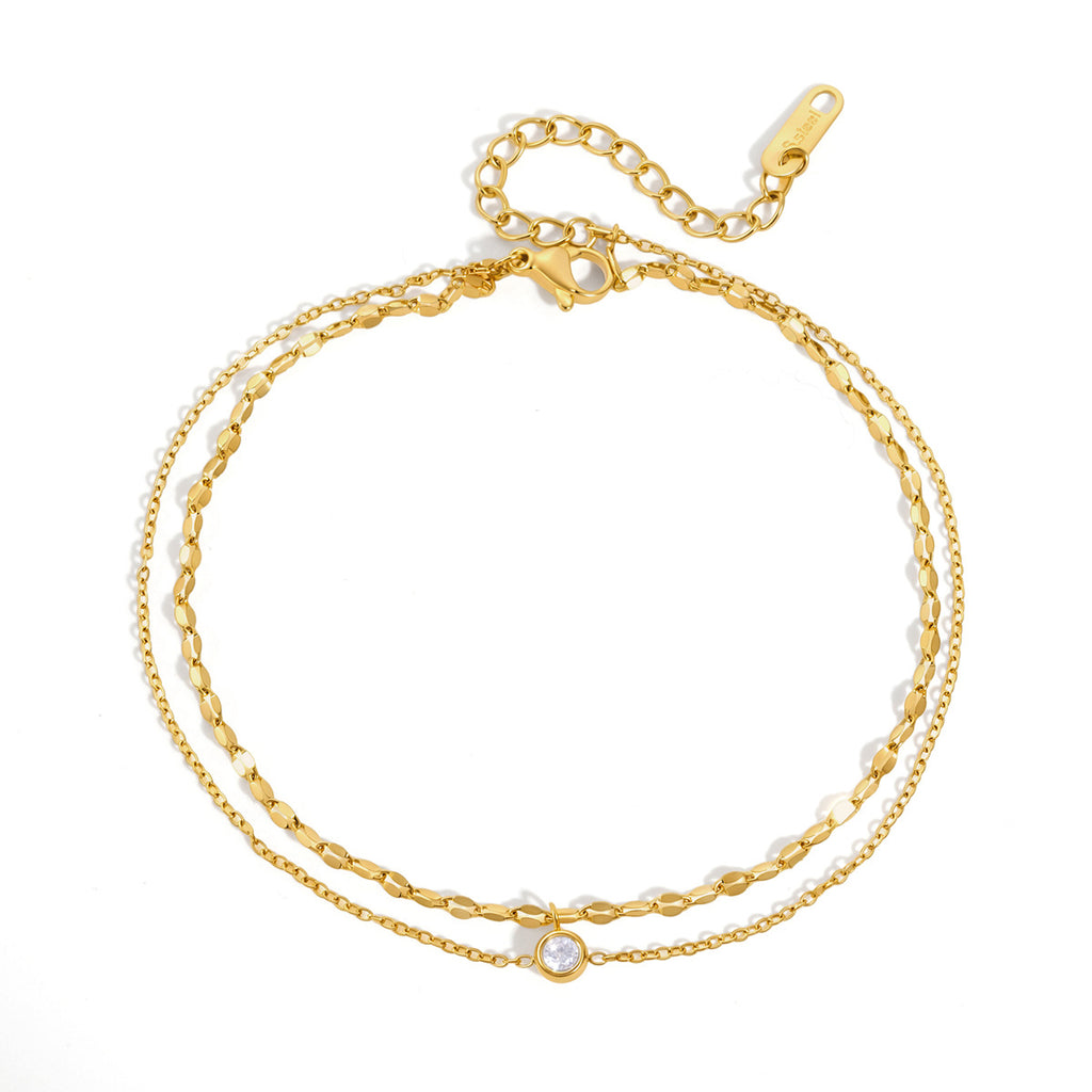 Damen Edelstahl Fusskettchen mit Zirkonia Shop Nory