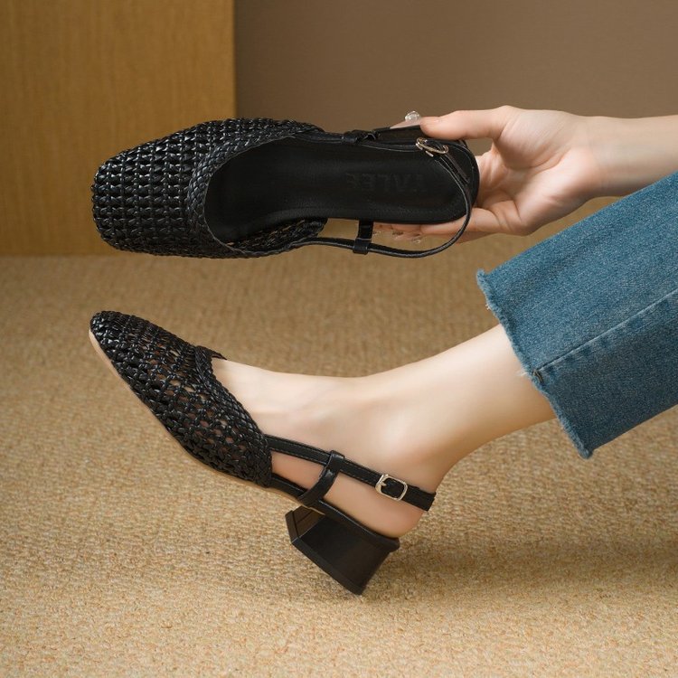 Damen Slingback-Pantoletten mit luftiger WShopnorystruktur und bequemer Absatzhöhe