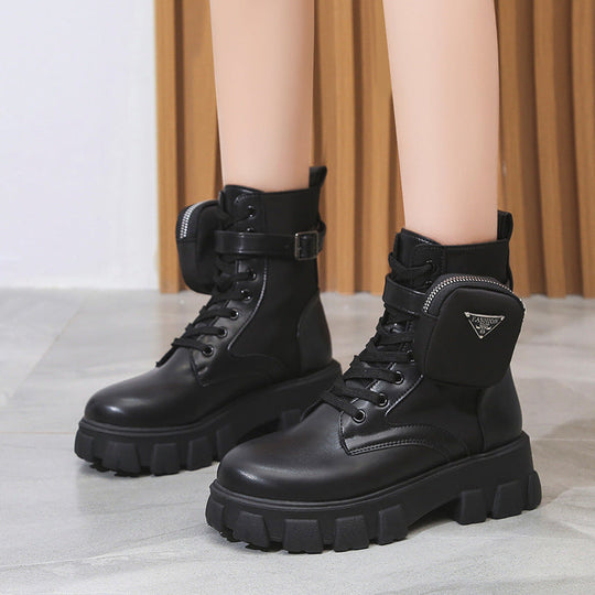 Damen Chunky Boots mit praktischem Seitentaschen-Design