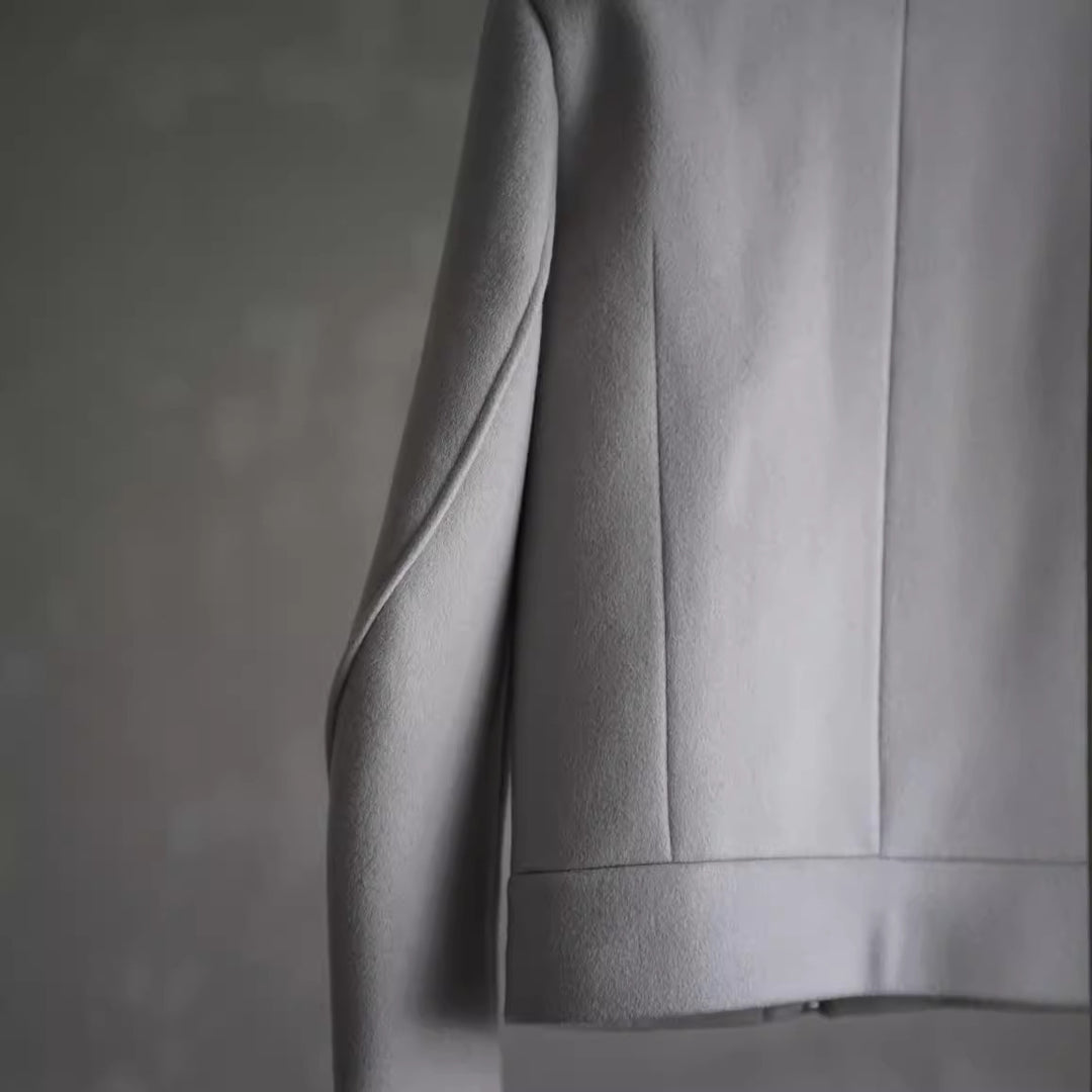 Damen Schlichter Wollmix-Kurzmantel mit verdecktem Reißverschluss und modernem Kragen Shop Nory