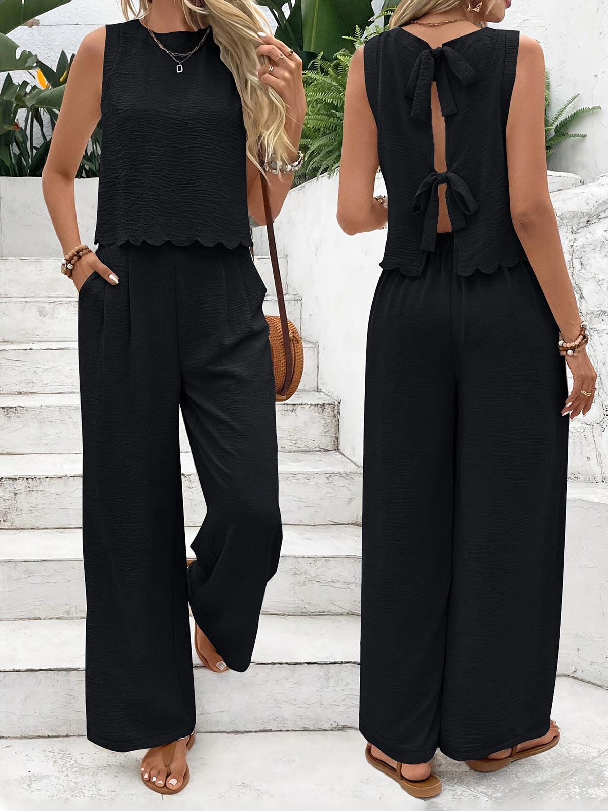 Damen Lässiger Jumpsuit mit elegantem Rückenausschnitt und weitem Bein