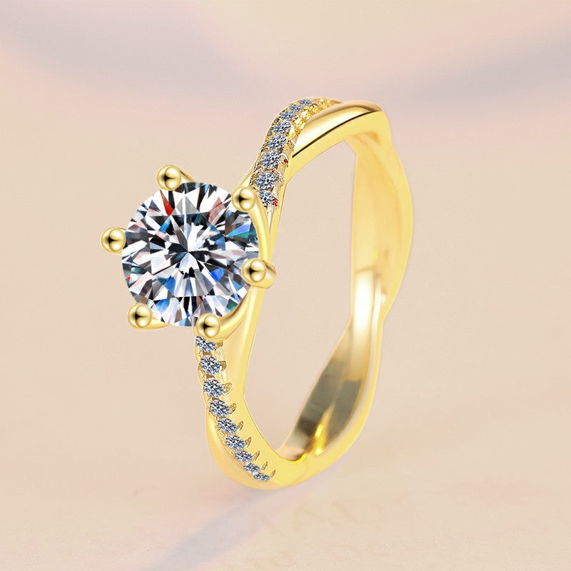 Damen eleganter Verlobungsring mit glitzerndem Zirkonia-Besatz Shop Nory
