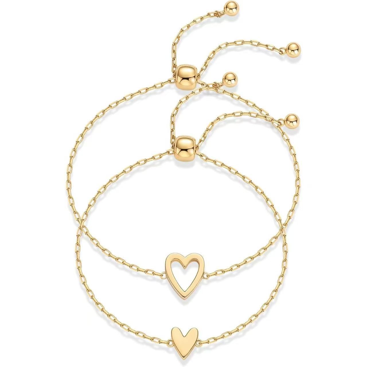 Damen Armbandset mit filigranen Herzmotiven und einstellbarem Verschluss Shop Nory