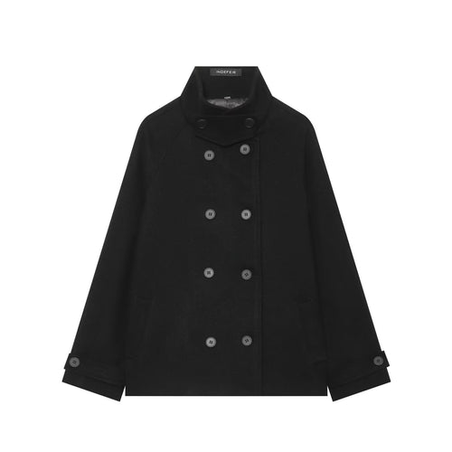Damen Kurzer Doppelreihiger Wollmix-Cape‑Mantel mit hohem Stehkragen Shop Nory