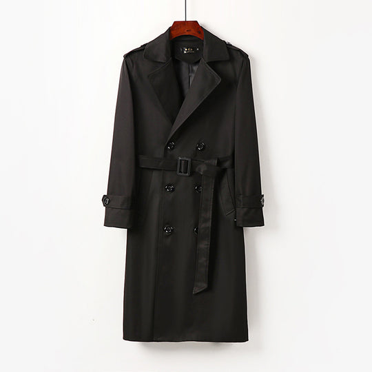 Herren Wasserabweisender doppelt geknöpfter Trenchcoat mit Bindegürtel und Epauletten Shop Nory