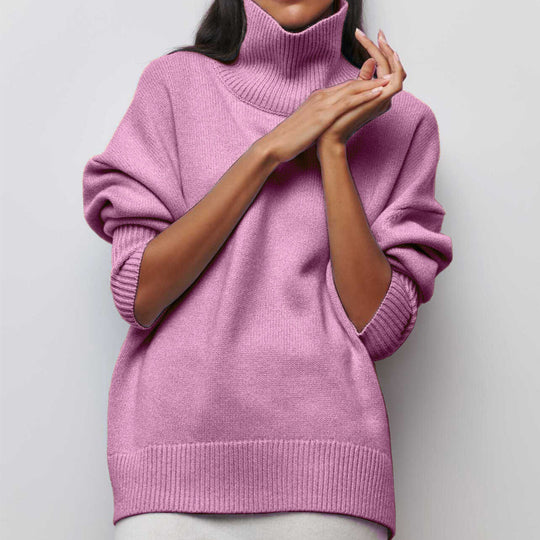 Damen Kuscheliger Oversize Rollkragenpullover mit verdeckten Seitenschlitzen und extra langem Rippbund Shop Nory