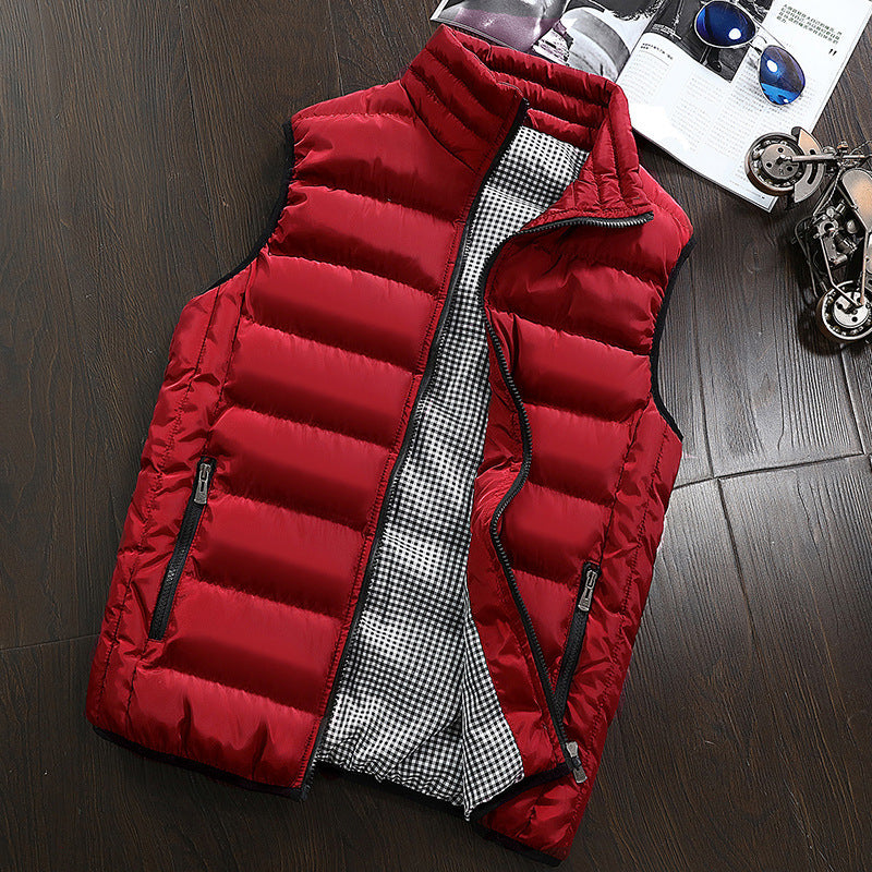 Herren Ärmellose Leichte Steppweste mit Thermofütterung, Stehkragen und kariertem Innenfutter Shop Nory