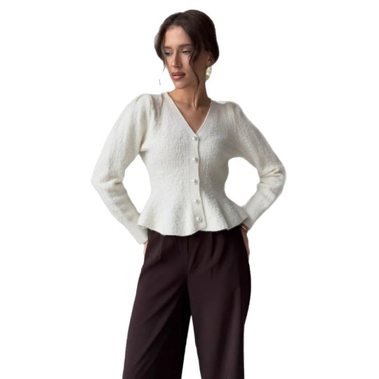 Damen Eleganter Strickcardigan mit hochgeschlossenem Kragen Shop Nory
