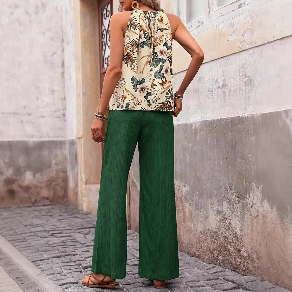 Damen weite Leinenhose mit Kordelzug und Faltenoptik Shop Nory