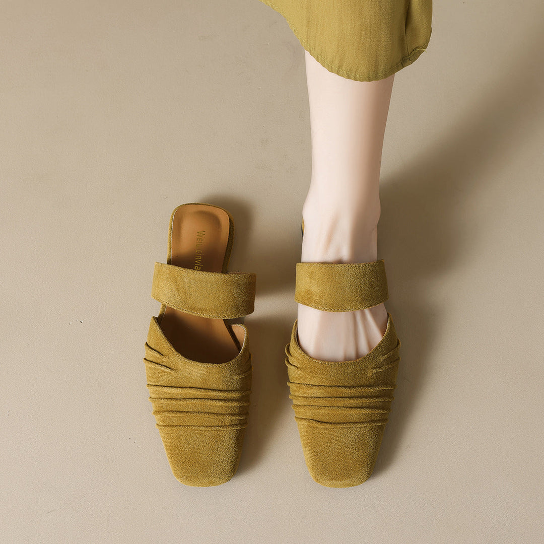 Damen Mokassin-Sandalen mit eleganten Riemen und stylischem Faltendesign Shopnory