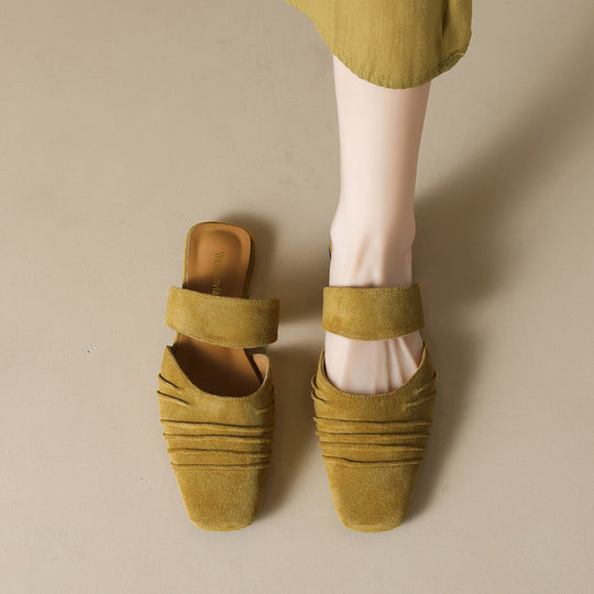 Damen Mokassin-Sandalen mit eleganten Riemen und stylischem Faltendesign Shopnory