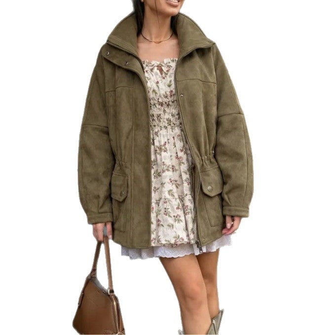 Damen Modische Oversize-Winterjacke mit Kordelzug