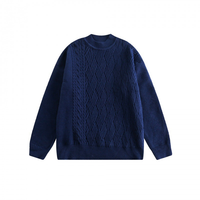 Unisex Oversize-Strickpullover mit asymmetrischem Zopfmuster und Rundhalsausschnitt Shop Nory