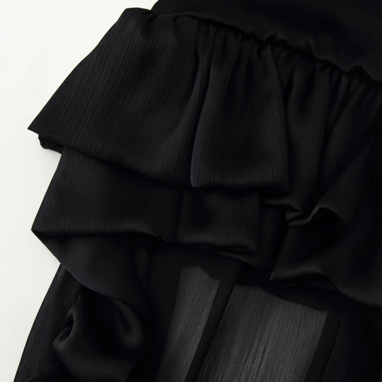 Damen Maxirock mit hohem Bund, mehrlagigem Volantbund und plissiertem Transparenteinsatz Shop Nory