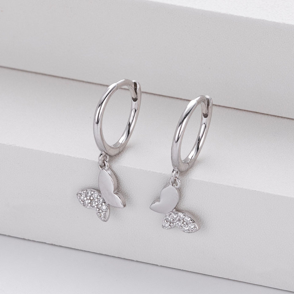Damen Ohrringe mit funkelnden Schmetterlingsanhängern aus hochwertigem 925 Sterling Silber Shop Nory