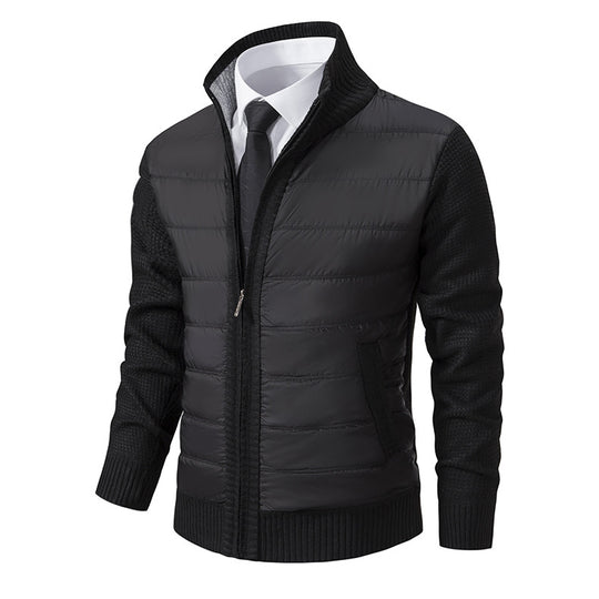 Herren gesteppte Hybrid-Strickjacke mit Stehkragen Reißverschluss und Eingrifftaschen Shop Nory