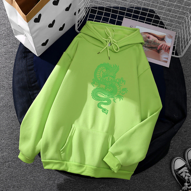 Unisex nan Kapuzenpullover mit detailreichem Drachenmotiv, Oversize‑Schnitt und Kängurutasche Shop Nory