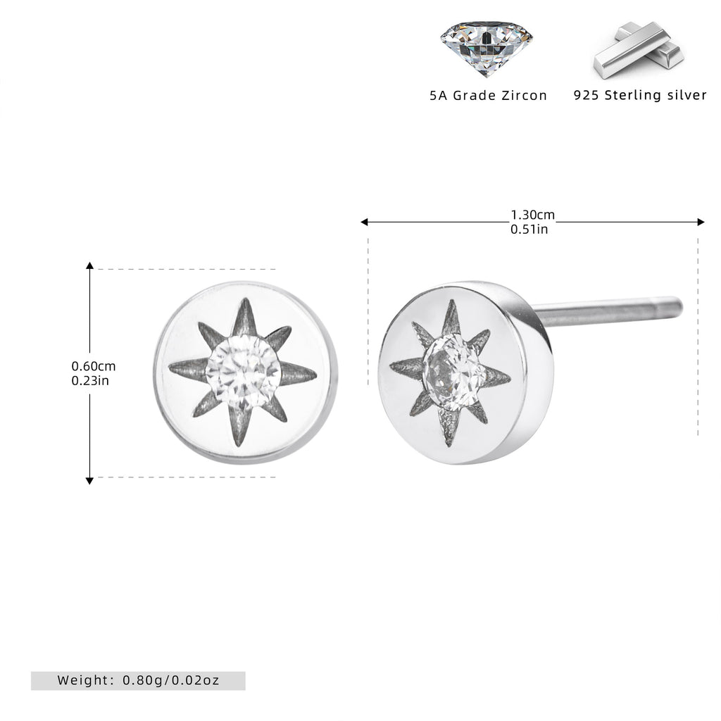 Damen Ohrstecker mit strahlendem Sonnenmotiv aus hochwertigem 925 Sterling Silber Shop Nory