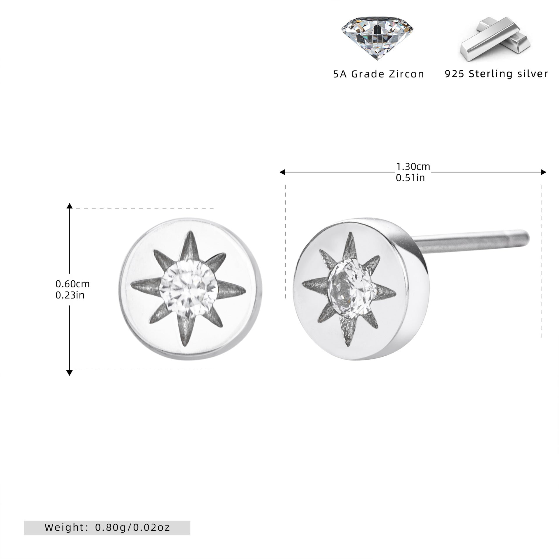 Damen Ohrstecker mit strahlendem Sonnenmotiv aus hochwertigem 925 Sterling Silber Shop Nory