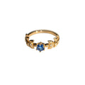 Damen Eleganter Verlobungsring mit blauem Stein und Blattdesign Shop Nory