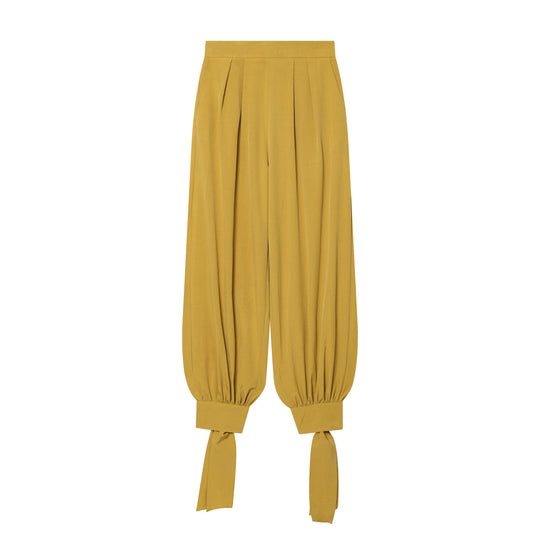 Damen Haremshose mit hohem Bund, Plissee-Falten und geknoteten Bündchen Shop Nory