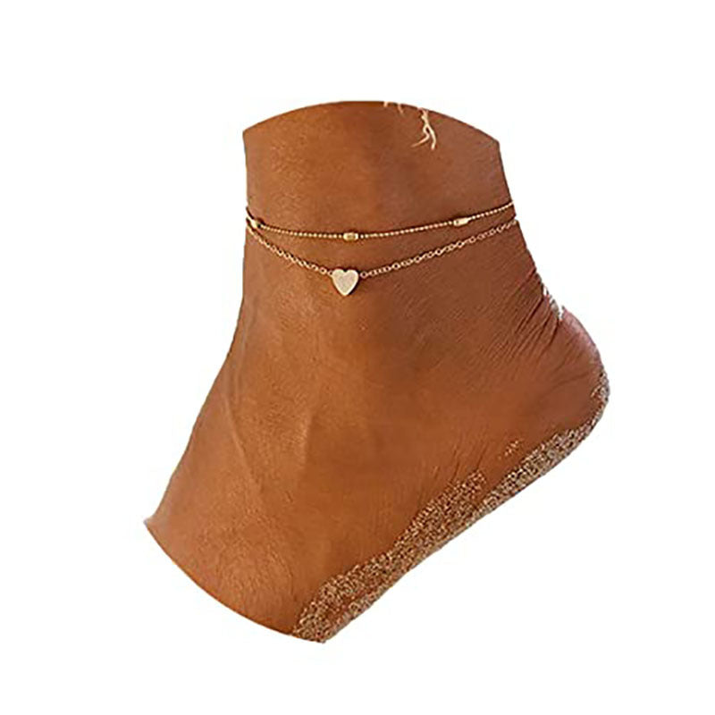 Damen Fußkettchen mit Herzanhänger und filigranem Design Shop Nory