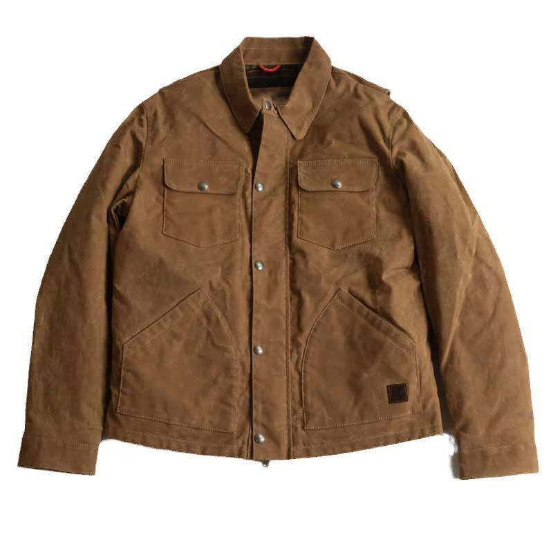 Herren Gewachste Canvas-Arbeiterjacke mit Klappentaschen und Druckknopfverschluss Shop Nory