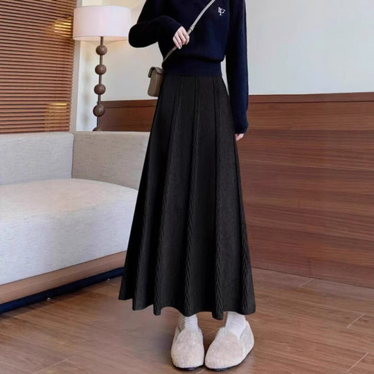 Damen Eleganter Midirock mit feinem Zopfmuster Shop Nory