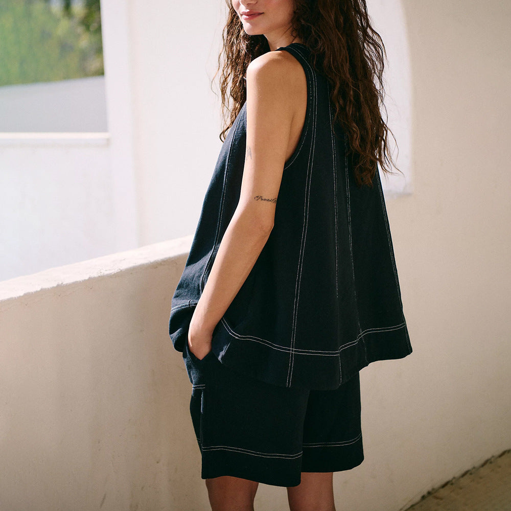 Damen lässiges Top und Shorts Set mit weitem Schnitt