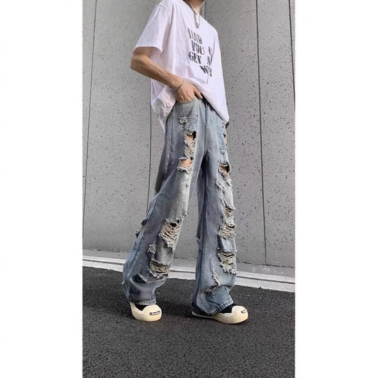 Damen Modische Destroyed Baggy-Jeans Shop Nory