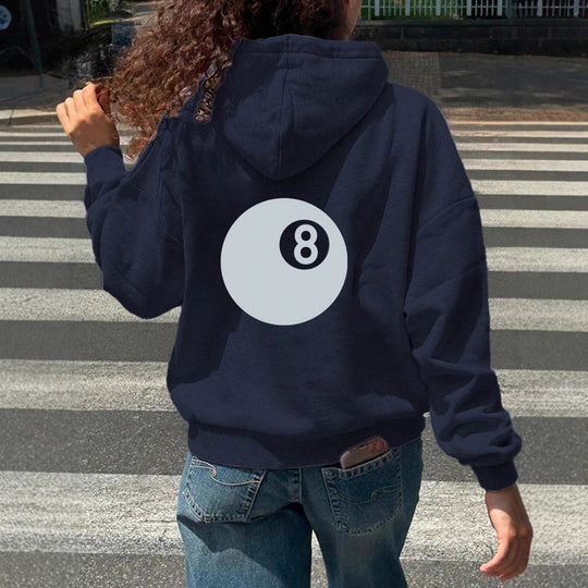 Damen Oversize-Kapuzenpullover mit Acht-Ball-Applikation Shop Nory