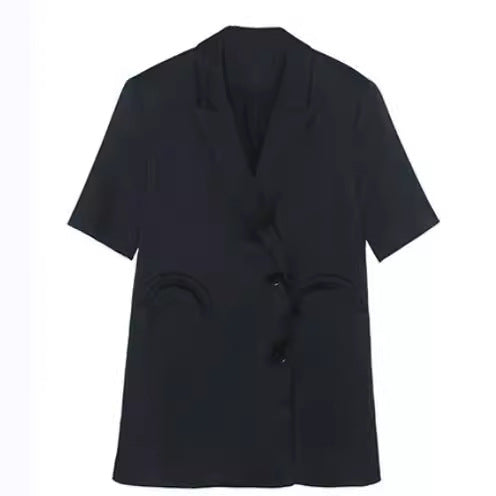 Damen Eleganter Satin-Blazer mit doppelter Knopfleiste Shop Nory