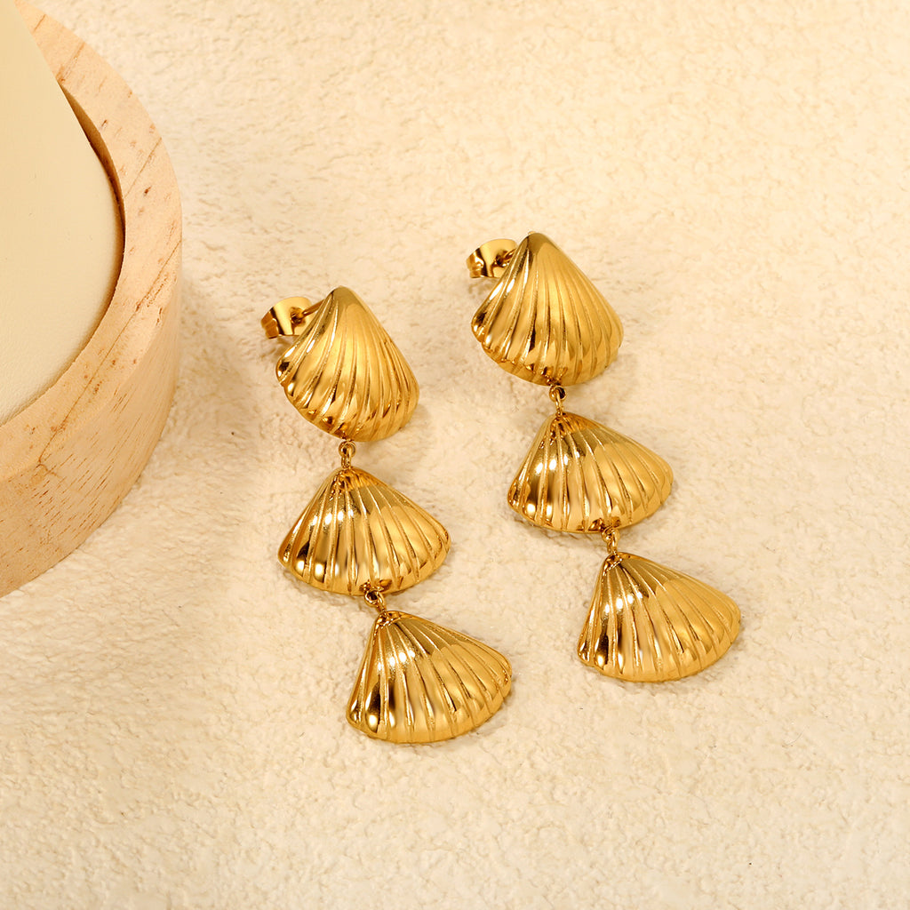 Damen Hängende Ohrstecker aus hochwertigem Edelstahl mit muschelförmigem Design Shop Nory