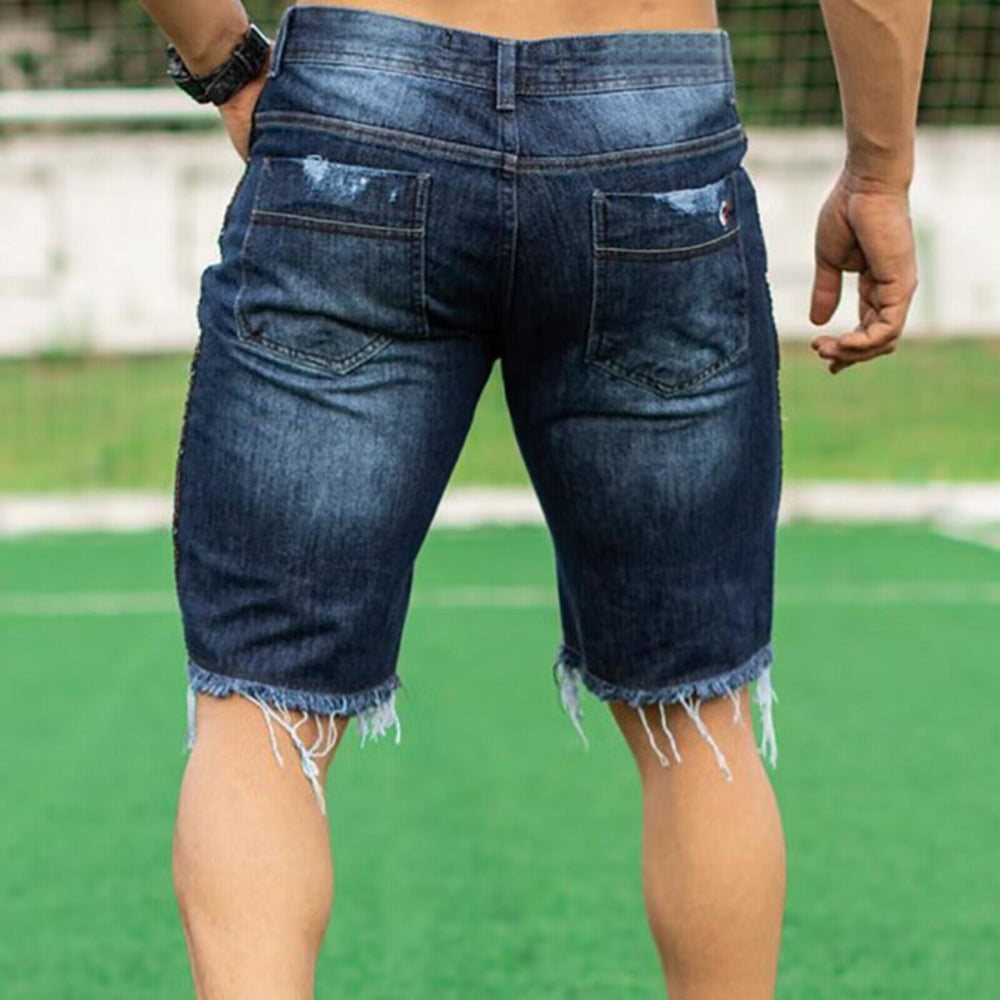 Herren Jeans-Shorts im trendigen Destroyed-Look mit fransigem Saum