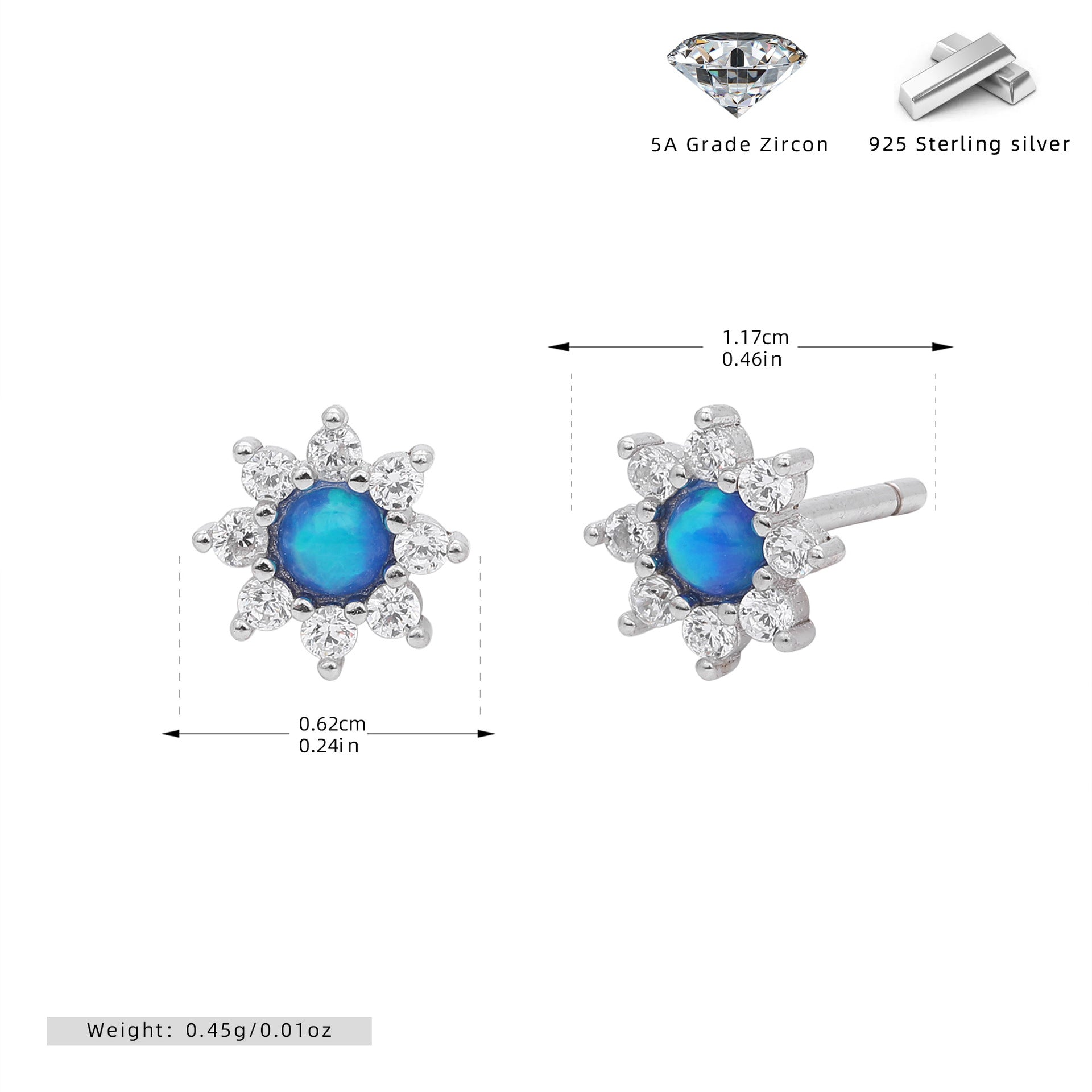 Damen Ohrstecker mit funkelndem Zirkonstern-Design aus 925 Sterling Silber Shop Nory
