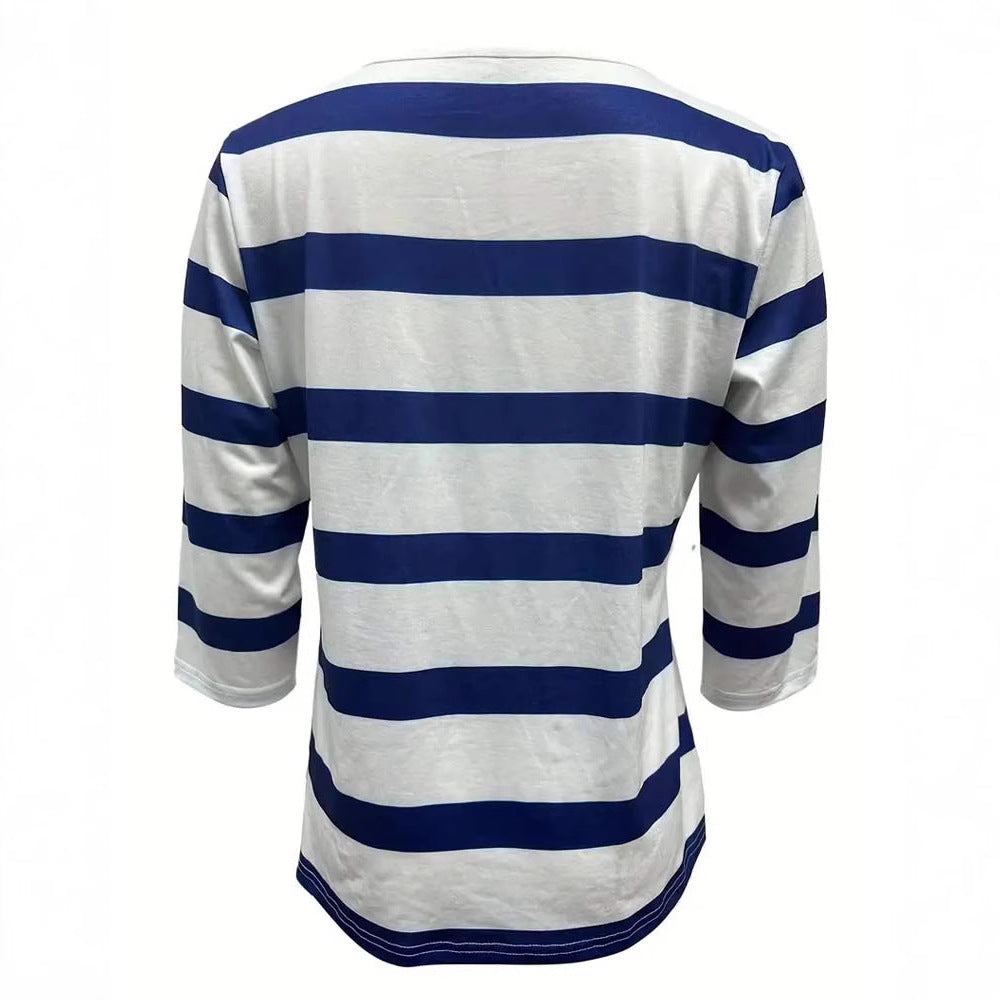 Damen Langarmshirt mit maritimem Streifenmuster