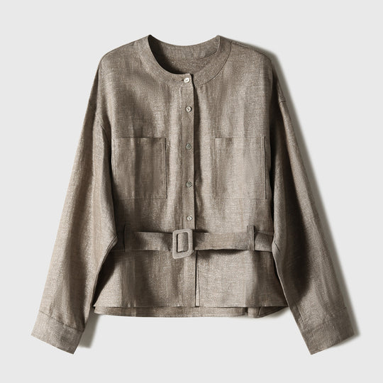 Damen Modische Oversized-Bluse mit Gürtel Shop Nory