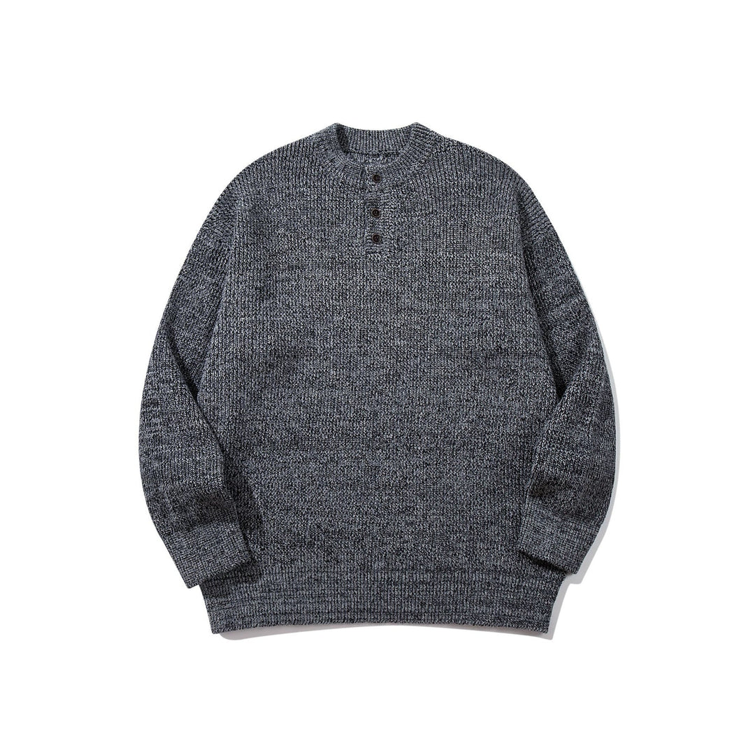 Herren Grobstrick-Henleypullover mit halber Knopfleiste und Rippbündchen Shop Nory
