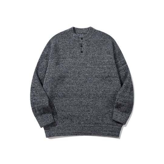 Herren Grobstrick-Henleypullover mit halber Knopfleiste und Rippbündchen Shop Nory