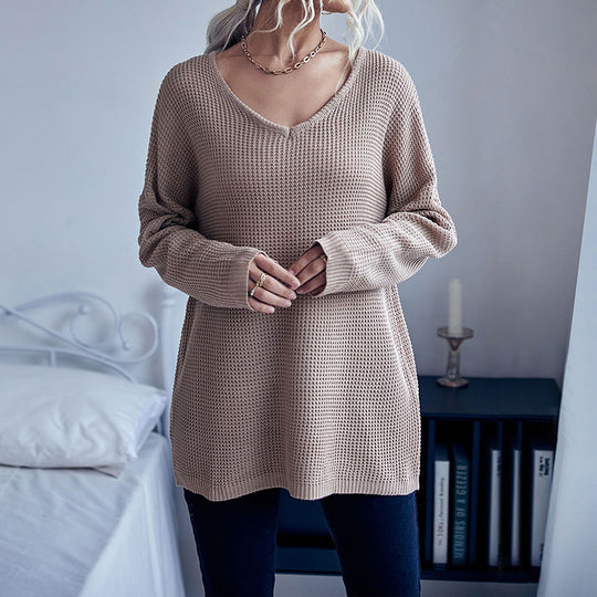 Damen Oversize Waffelstrick-Pullover mit One-Shoulder-Schnitt und lässigem Saum Shop Nory
