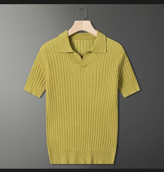 Herren Modisches Kurzarm-Strick Polohemd Shop Nory