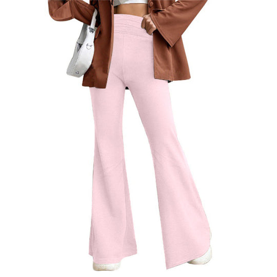 Damen Hohe Taille Flared Hosen mit weitem Bein und elastischem Komfortbund Shop Nory