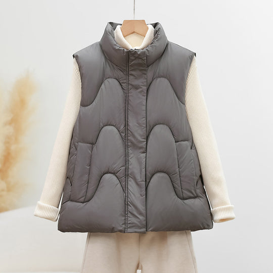 Damen nan ärmellose Steppweste mit hohem Polokragen und ergonomischer Bogensteppung Shop Nory