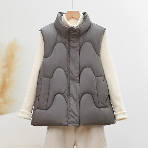 Damen nan ärmellose Steppweste mit hohem Polokragen und ergonomischer Bogensteppung Shop Nory