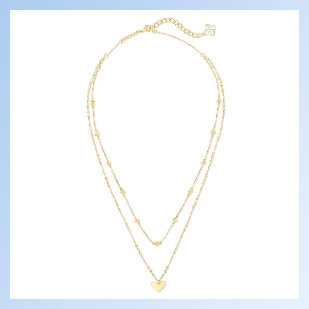 Damen Halskette mit mehrlagigem Design und Herzanhänger Shop Nory