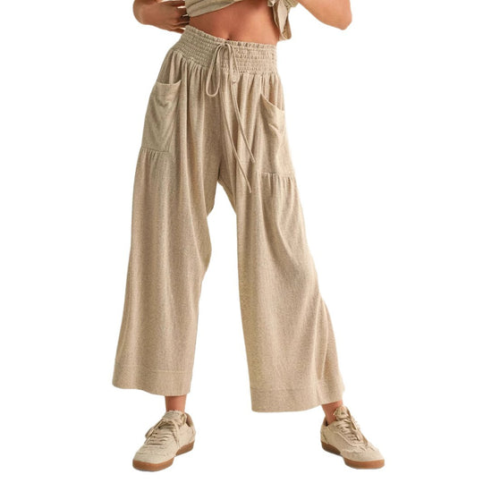 Damen weite Culotte-Jerseyhose mit Smockbund und Eingrifftaschen Shop Nory