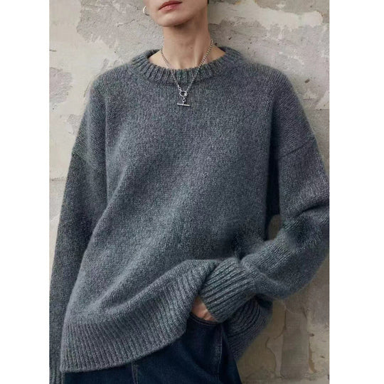 Damen Oversize-Feinstrickpullover mit Rundhals, fallender Schulter und geripptem Saum Shop Nory