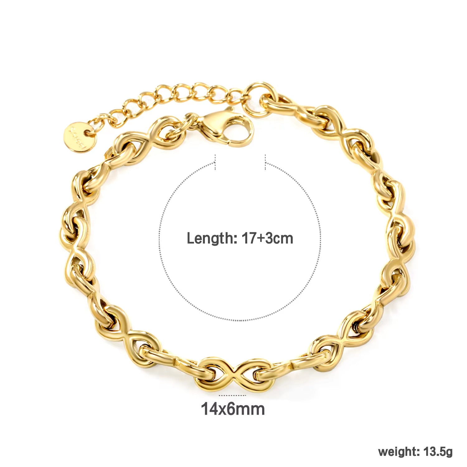 Damen trendiges Gliederarmband aus hochwertigem Edelstahl mit verstellbarem Verschluss Shop Nory